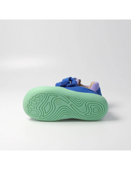 Zapato barefoot vegano con doble velcro bLIFESTYLE Azul/verde