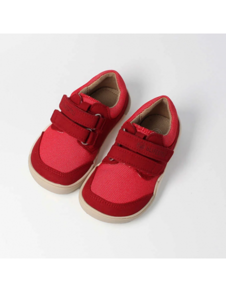 Zapato barefoot vegano con doble velcro bLIFESTYLE Rojo/Gris