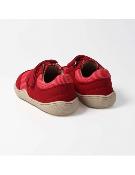 Zapato barefoot vegano con doble velcro bLIFESTYLE Rojo/Gris