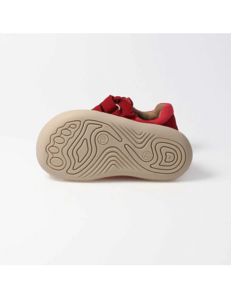 Zapato barefoot vegano con doble velcro bLIFESTYLE Rojo/Gris