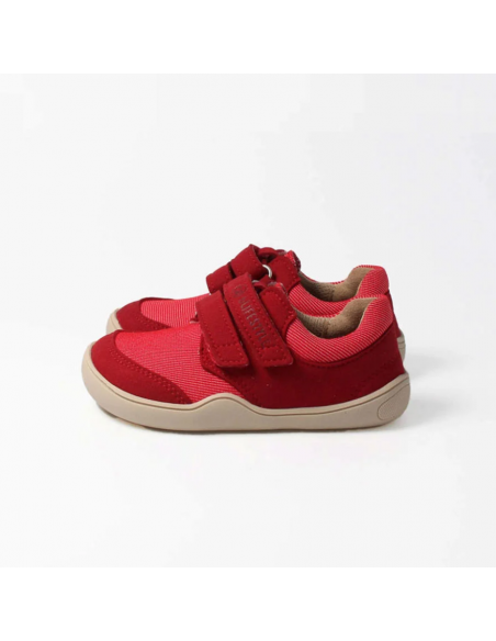 Zapato barefoot vegano con doble velcro bLIFESTYLE Rojo/Gris