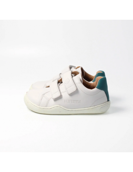 Zapato barefoot con doble velcro bLIFESTYLE  Blanco/Petrol
