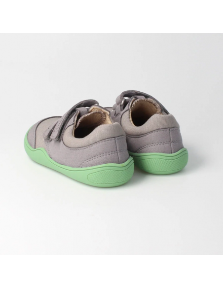 Zapato barefoot vegano con doble velcro bLIFESTYLE Gris/Verde