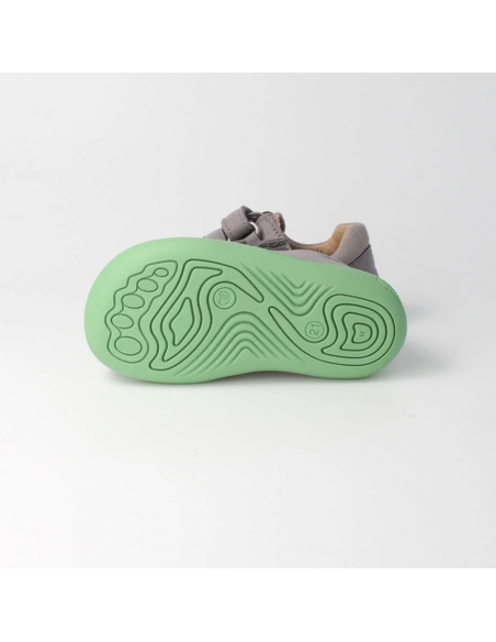 Zapato barefoot vegano con doble velcro bLIFESTYLE Gris/Verde