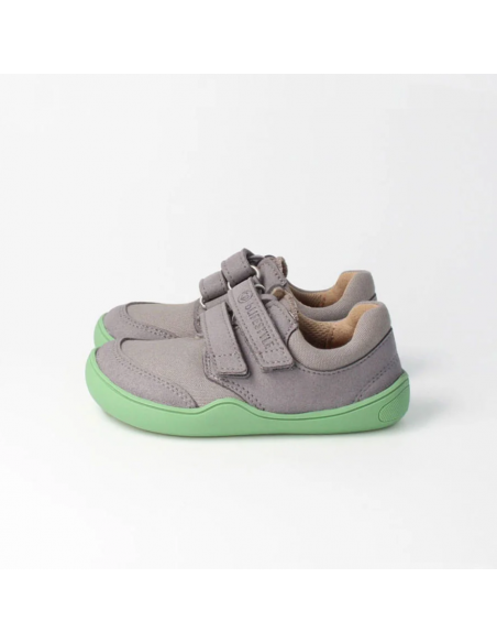 Zapato barefoot vegano con doble velcro bLIFESTYLE Gris/Verde