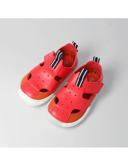 Sandalia barefoot vegana con velcro bLIFESTYLE Rojo