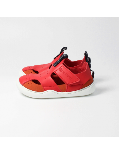 Sandalia barefoot vegana con velcro bLIFESTYLE Rojo