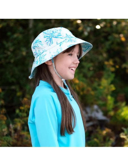 Sombrero con protección solar ajustable Bucket Aqua-Dry Coral Blue
