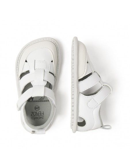 Zapato Feroz Sandalia Denia Rocker Sanroc Blanco Microfibra Nobuck