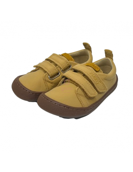 Deportiva barefoot Flexi Nens Piel LAVANDA MOSTAZA