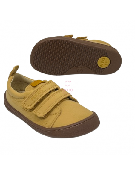 Deportiva barefoot Flexi Nens Piel LAVANDA MOSTAZA