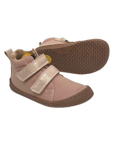 Botín forrado doble velcro Lavanda  Rosa/Brillo Merinilla Flexi Nens