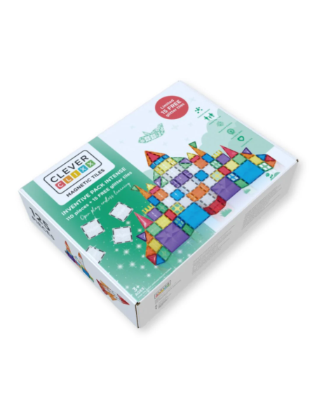 Bloques magnéticos INVENTIVE 110+15 piezas Glitter CleverClixx (Colores vivos)