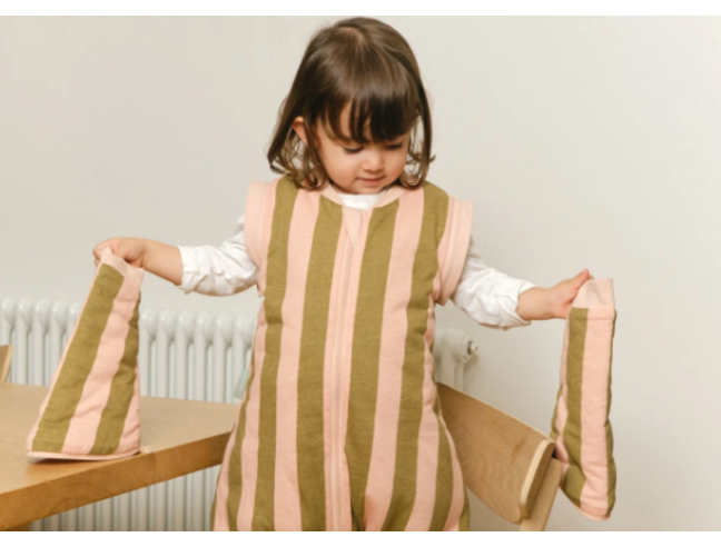 Pijama manta Molis&Co - Khaki & Rose Stripes -...