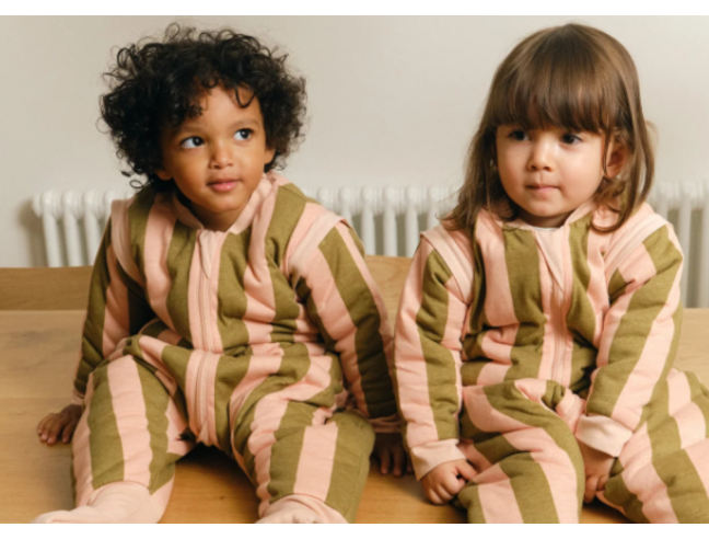 Pijama manta Molis&Co - Khaki & Rose Stripes -...