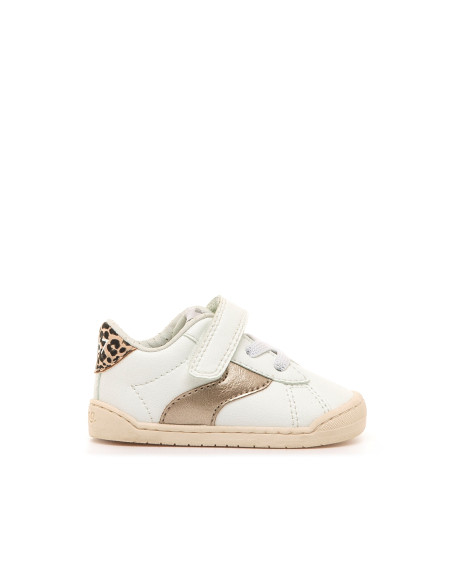Deportiva barefoot FREE-BABY Modern Blanco/Oro Mustang Free