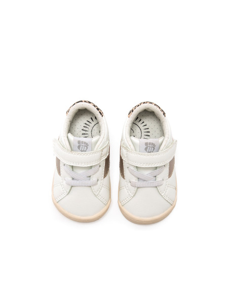 Deportiva barefoot FREE-BABY Modern Blanco/Oro Mustang Free