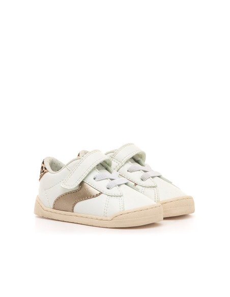 Deportiva barefoot FREE-BABY Modern Blanco/Oro Mustang Free
