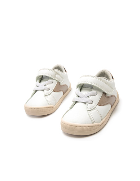 Deportiva barefoot FREE-BABY Modern Blanco/Oro Mustang Free