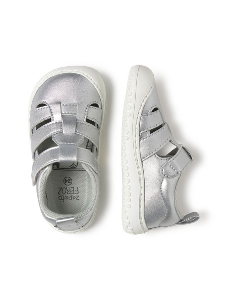 Zapato Feroz Sandalia Irta Rocker Plata Microfibra
