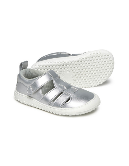 Zapato Feroz Sandalia Irta Rocker Plata Microfibra