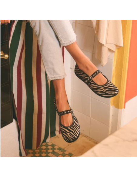 Bailarina barefoot Mary Jane Zebra Barevene