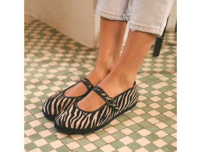 Bailarina barefoot Mary Jane Zebra Barevene