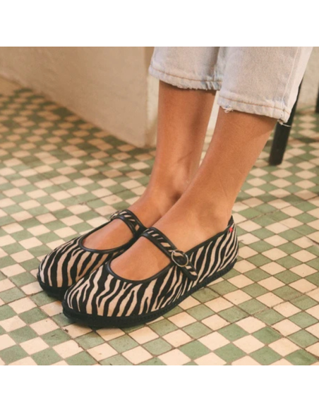 Bailarina barefoot Mary Jane Zebra Barevene