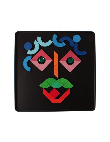Puzzle magnético Grimm's (Triangle, Square, Circle con piezas brillantes)