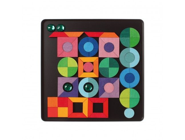 Puzzle magnético Grimm's (Triangle, Square, Circle con piezas brillantes)