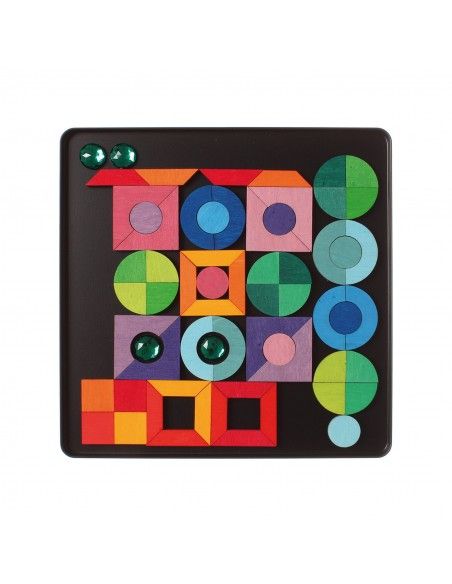 Puzzle magnético Grimm's (Triangle, Square, Circle con piezas brillantes)