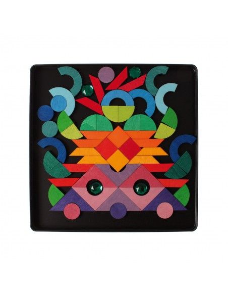 Puzzle magnético Grimm's (Triángulo, Escuadra, Círculo y piezas brillantes)