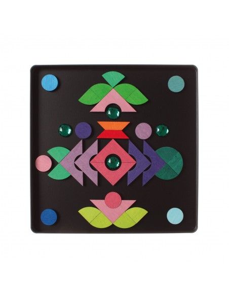 Puzzle magnético Grimm's (Triángulo, Escuadra, Círculo y piezas brillantes)