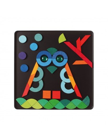 Puzzle magnético Grimm's (Triángulo, Escuadra, Círculo y piezas brillantes)