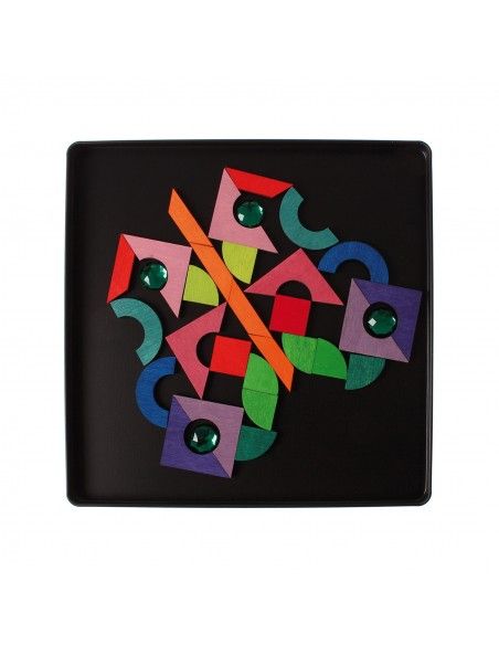 Puzzle magnético Grimm's (Triángulo, Escuadra, Círculo y piezas brillantes)