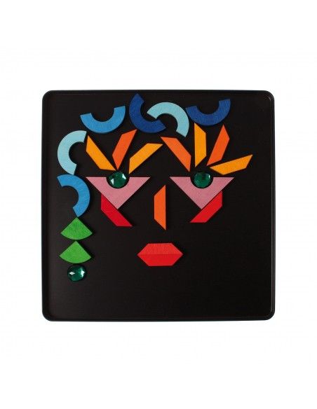 Puzzle magnético Grimm's (Triángulo, Escuadra, Círculo y piezas brillantes)