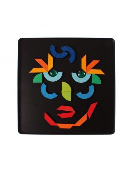 Puzzle magnético Grimm's (Triángulo, Escuadra, Círculo y piezas brillantes)