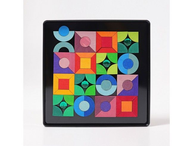 Puzzle magnético Grimm's (Triangle, Square, Circle con piezas brillantes)