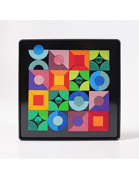 Puzzle magnético Grimm's (Triangle, Square, Circle con piezas brillantes)
