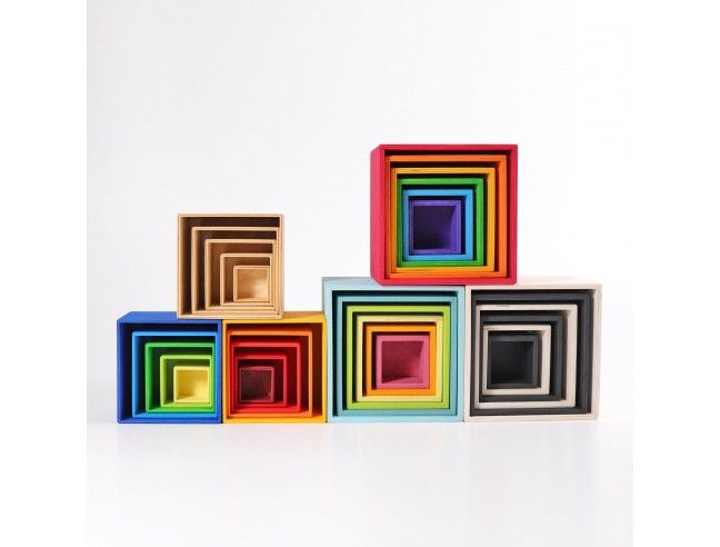 Cajas encajables y apilables grandes GRIMM´S Pastel