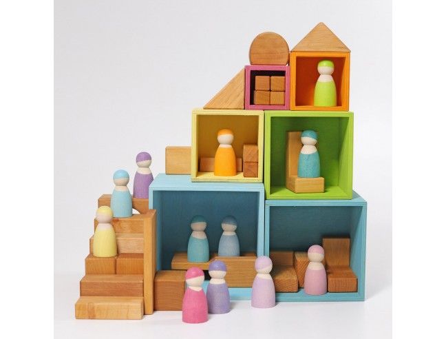 Cajas encajables y apilables grandes GRIMM´S Pastel