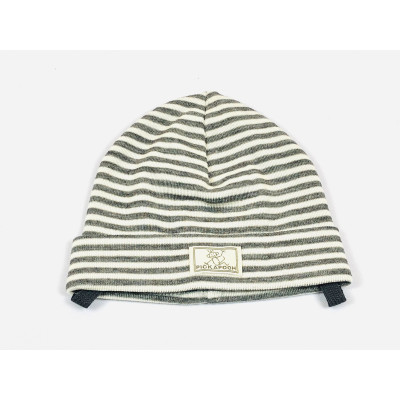 Gorro lana/seda CON VUELTA natur/gris PICKAPOOH