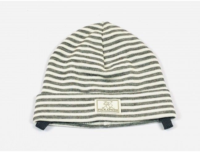 Gorro lana/seda CON VUELTA natur/gris PICKAPOOH