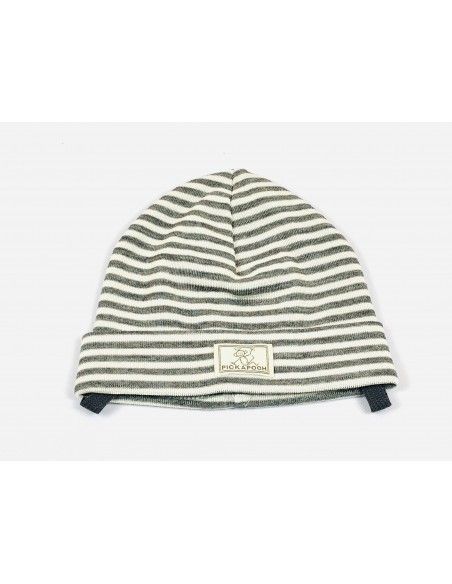 Gorro lana/seda CON VUELTA natur/gris PICKAPOOH
