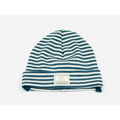 Gorro lana/seda CON VUELTA natur/turques PICKAPOOH