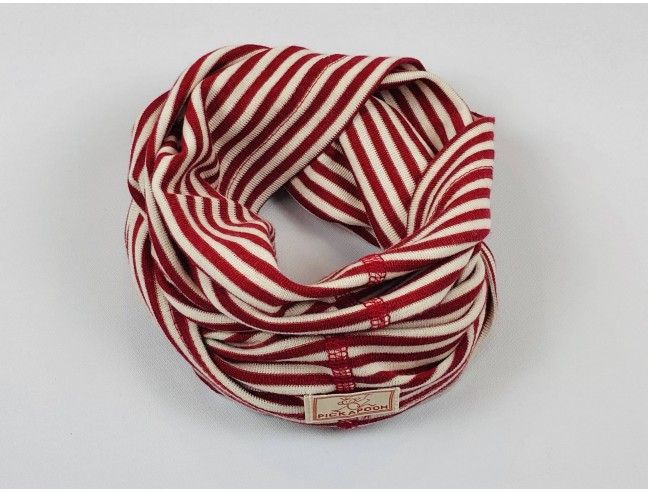 Cuello lana/seda natur/rojo PICKAPOOH