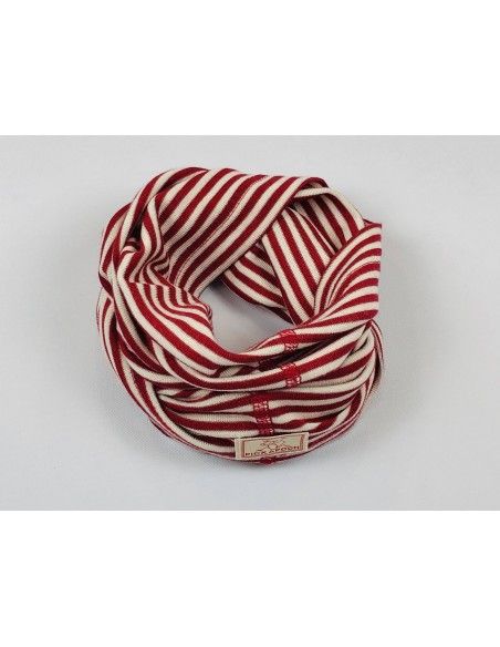 Cuello lana/seda natur/rojo PICKAPOOH