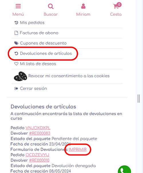 Paso 3 devoluciones